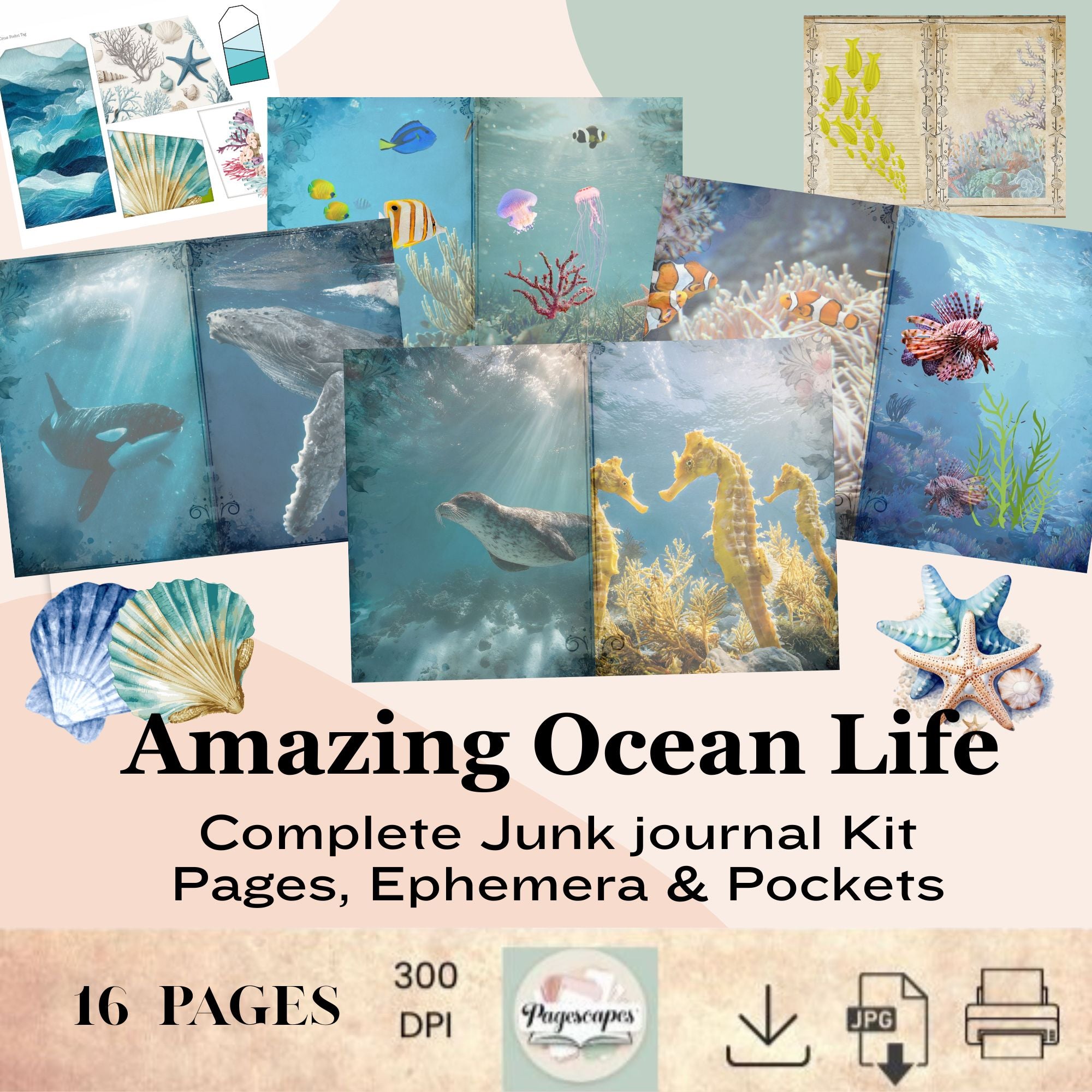 Amazing Ocean Life – Complete Junk Journal Kit