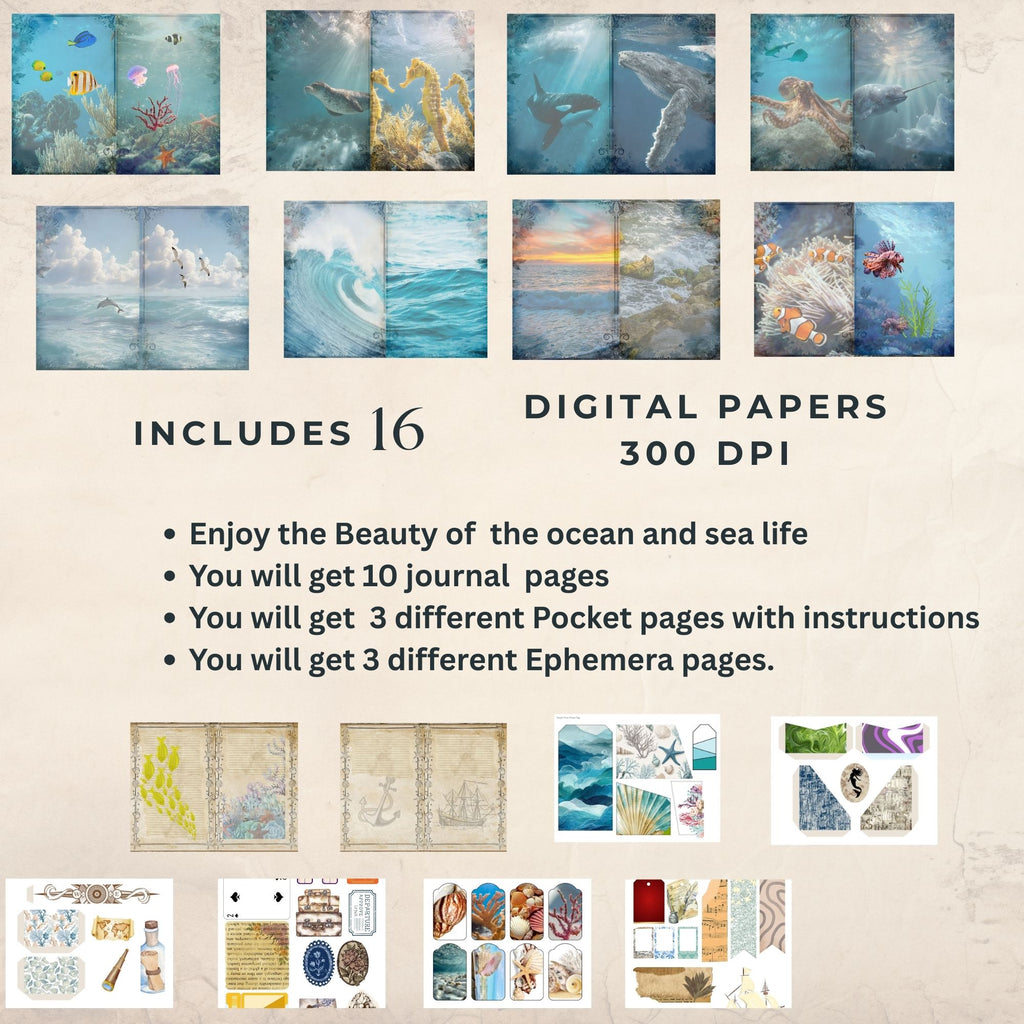 Amazing Ocean Life – Complete Junk Journal Kit