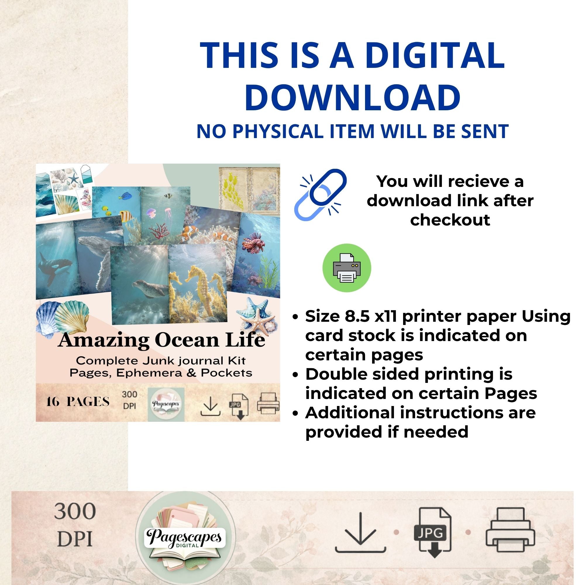 Amazing Ocean Life – Complete Junk Journal Kit
