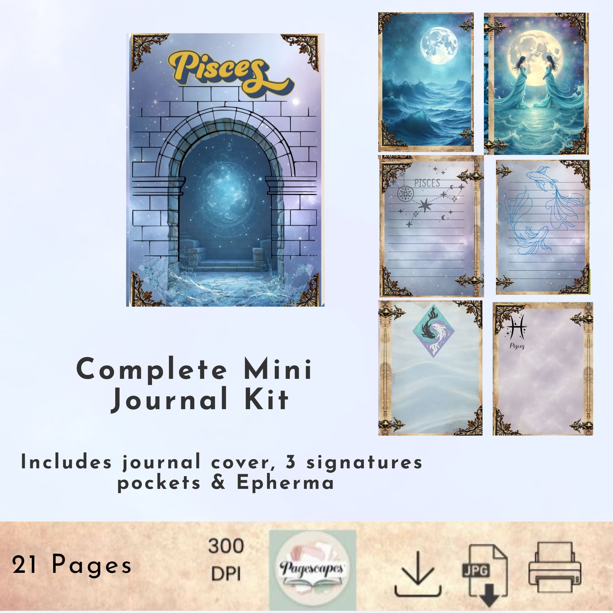 Pisces Zodiac Mini Journal Kit