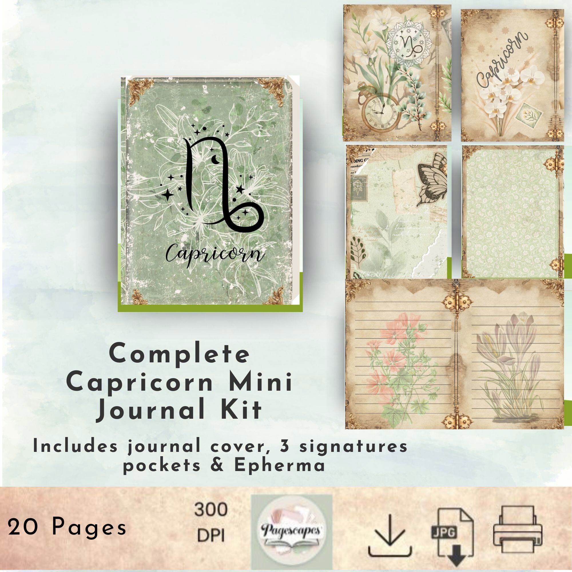 Capricorn Zodiac Mini Journal Kit