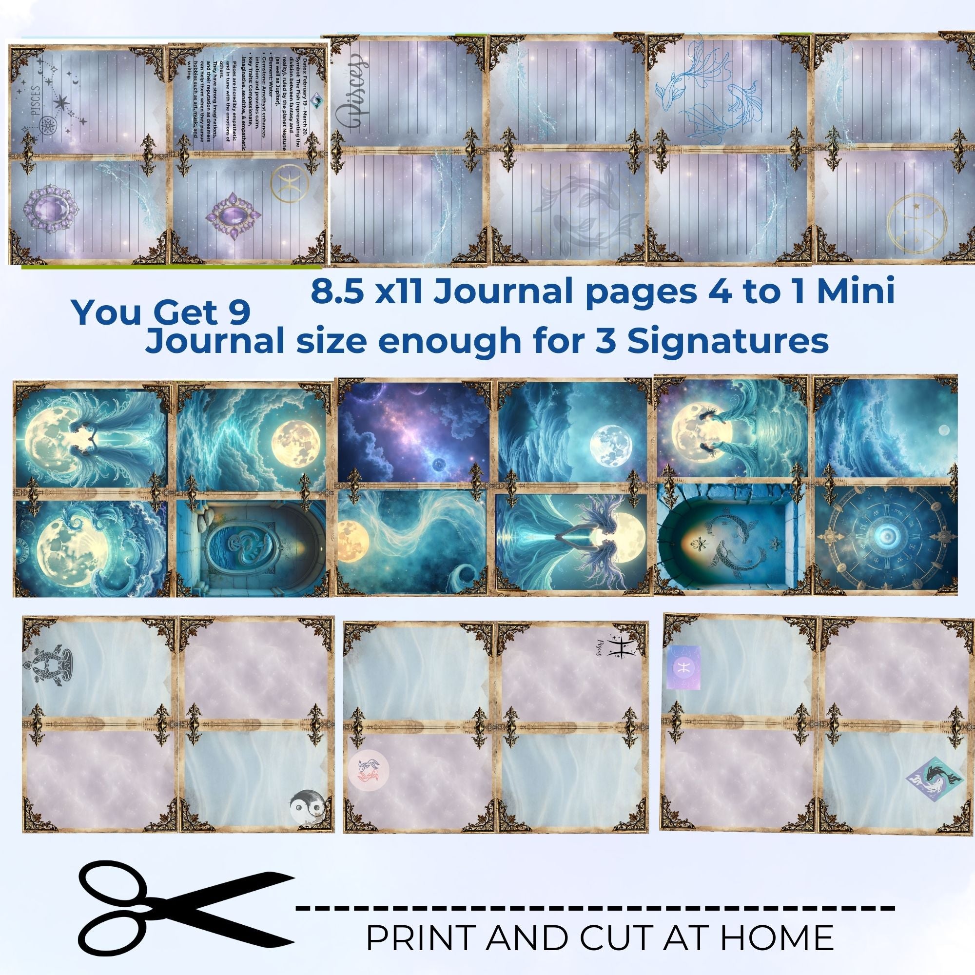 Pisces Zodiac Mini Journal Kit