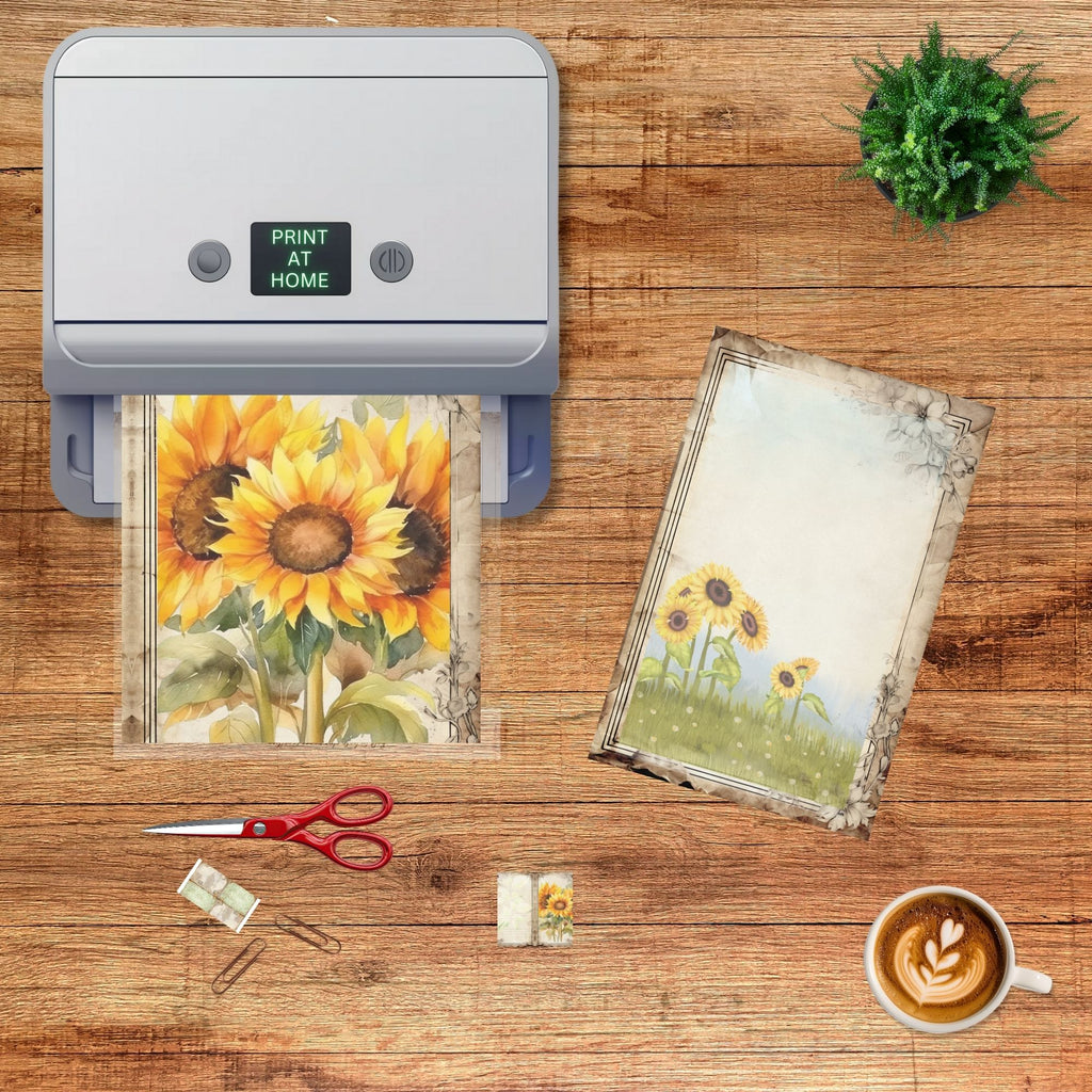 Sunny Sunflower Journal Pages – Vintage Printable Double Page Set