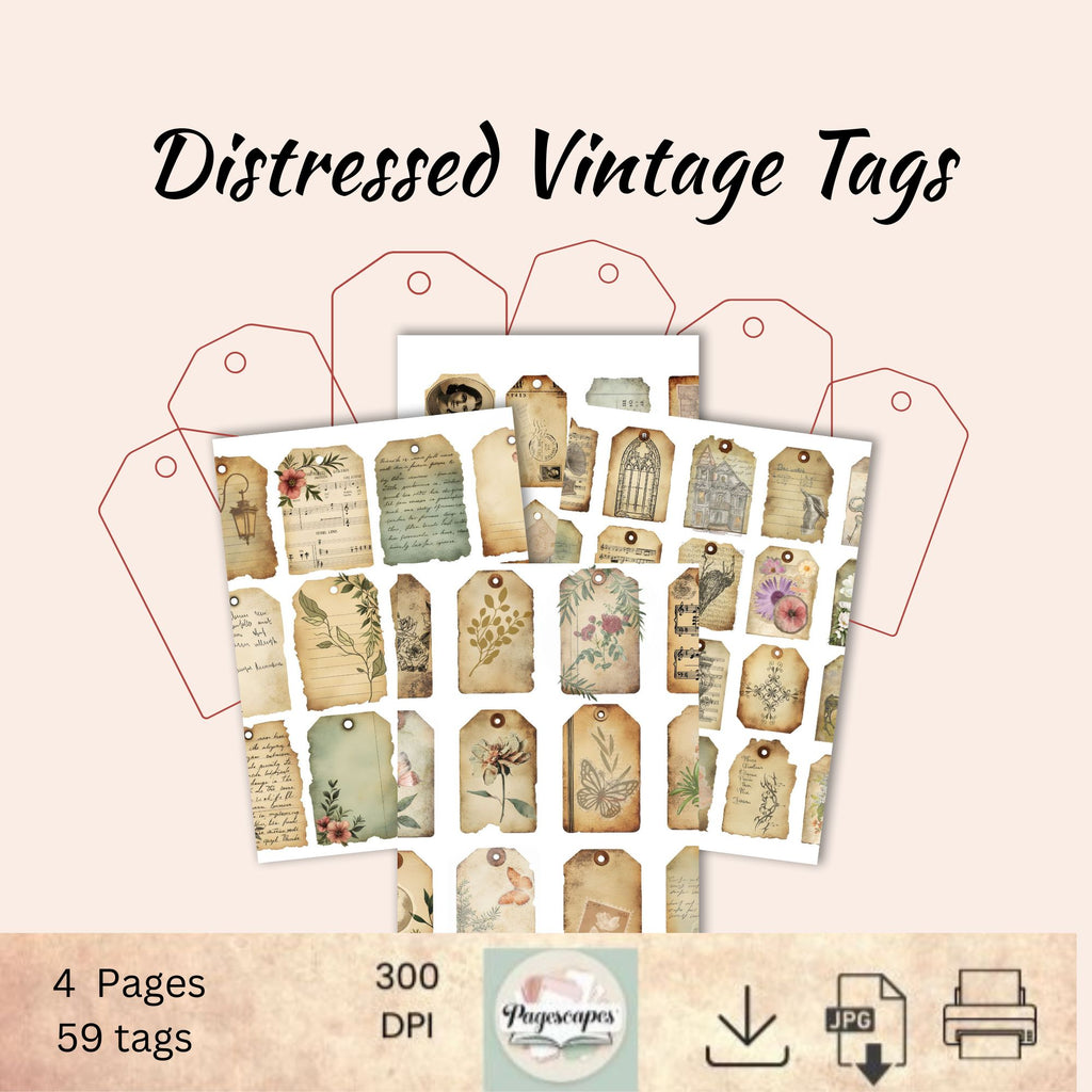 Distressed Vintage Tags – Printable Ephemera Set