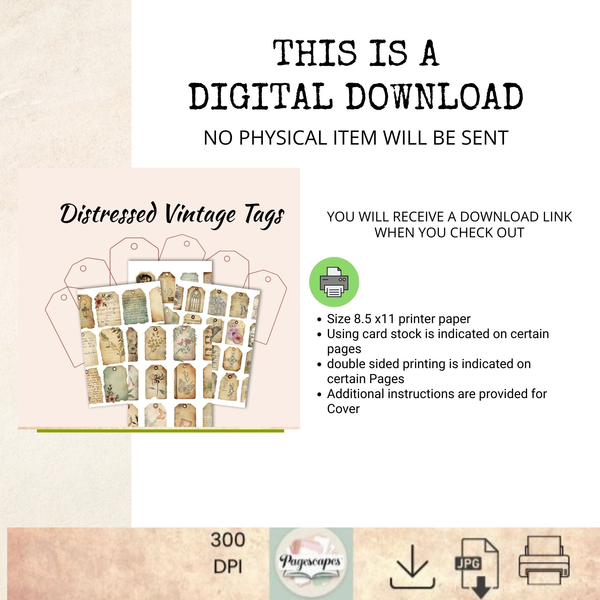 Distressed Vintage Tags – Printable Ephemera Set